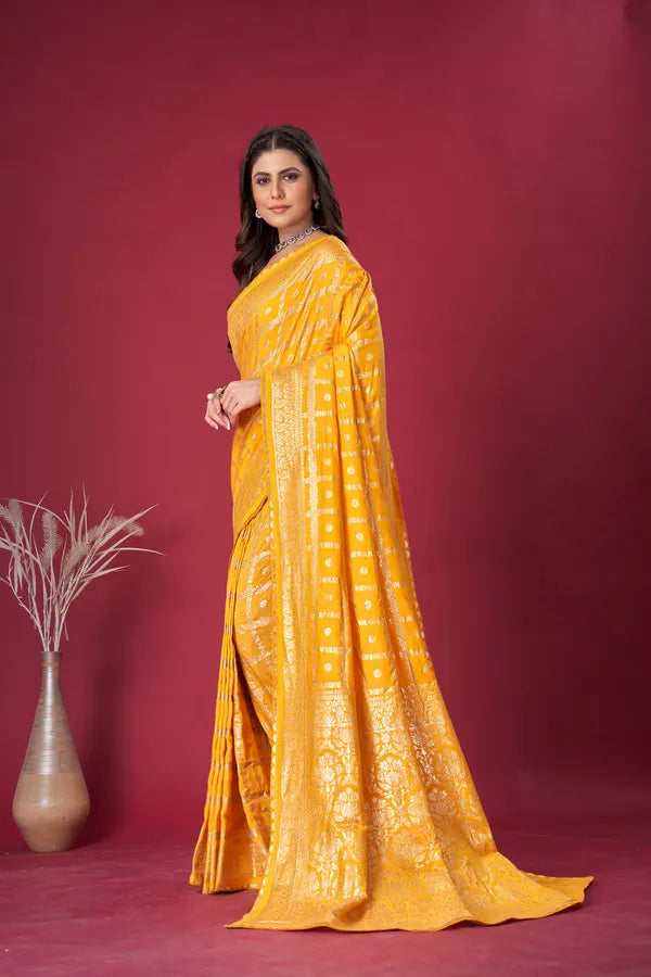 Yellow Dola Silk With Blouse