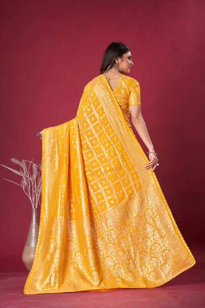 Yellow Dola Silk With Blouse