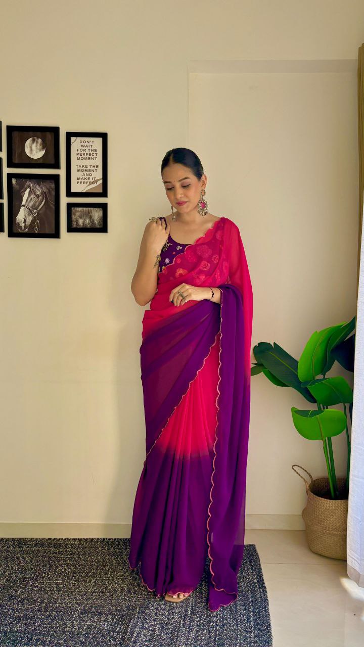 Georgette Saree with fancy blouse