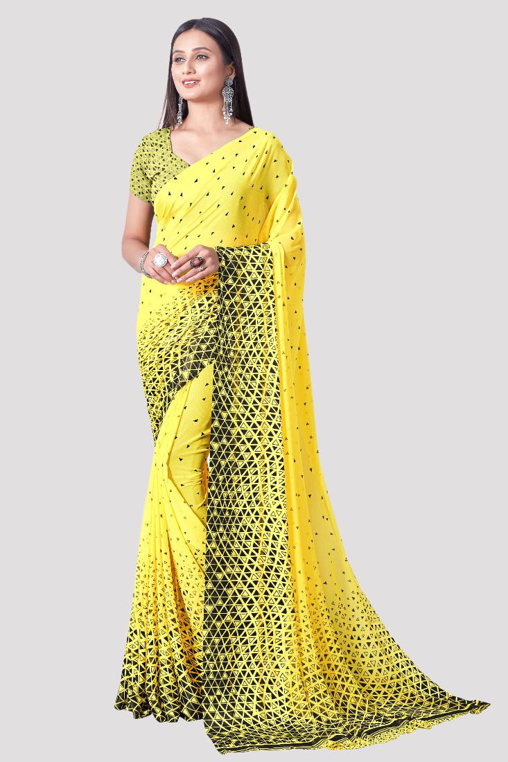 Women's Sattin Patta Saree With Unstiched Blouse