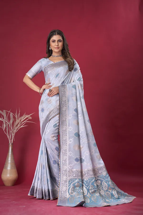 Lavender Dola Silk Saree With Blouse