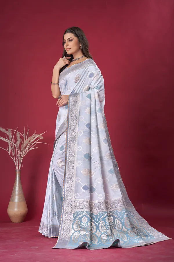 Lavender Dola Silk Saree With Blouse