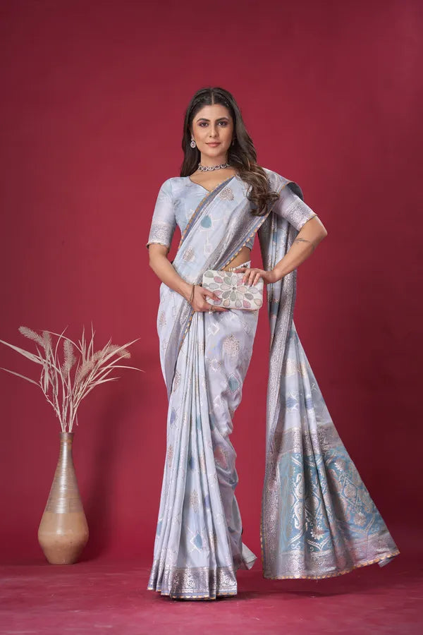 Lavender Dola Silk Saree With Blouse