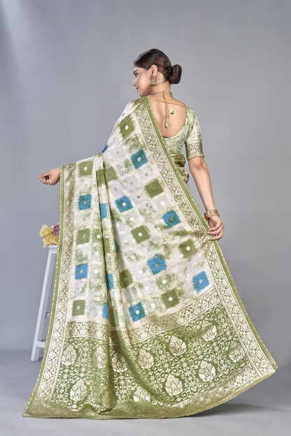 Designer Weaving Jaquard Dola Silk Sarees