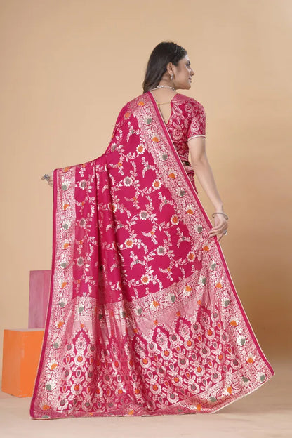 Pink Dola Silk Saree With Blouse