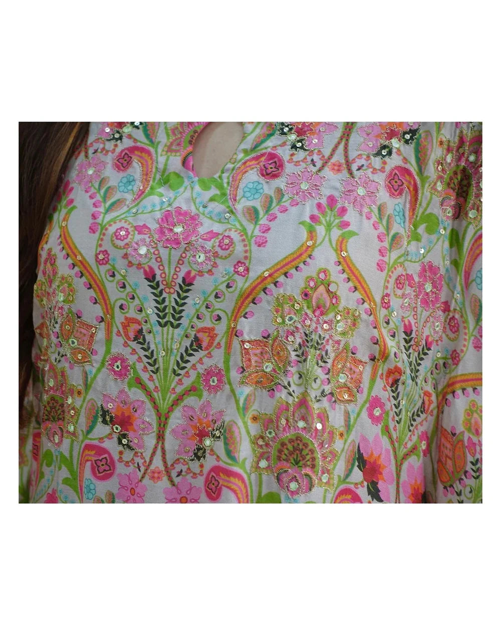 FLORAL MUSLIN EMBROIDERED KAFTAN