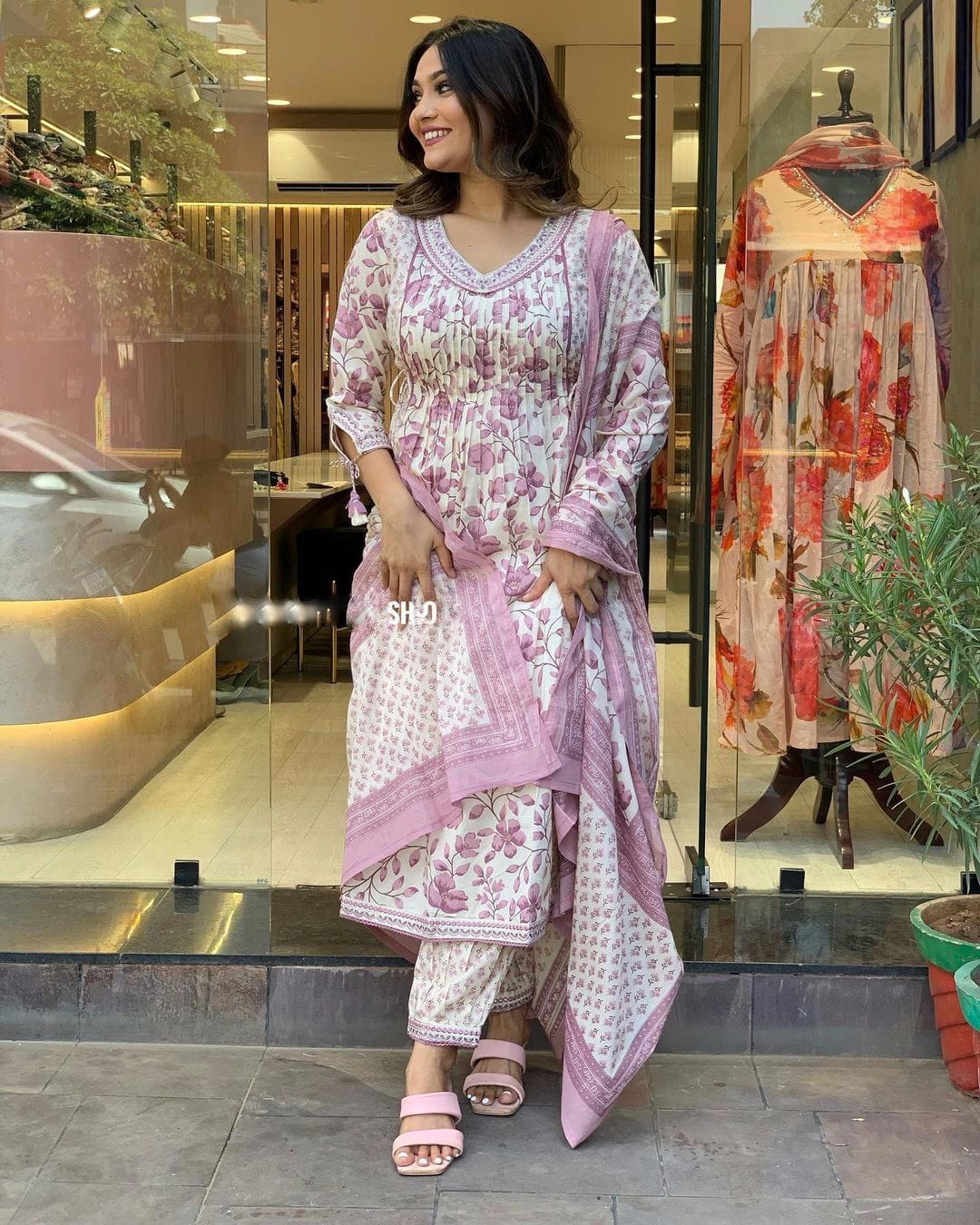 LAVENDER  FLORAL KURTA SET