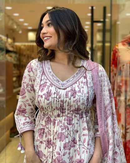 LAVENDER  FLORAL KURTA SET