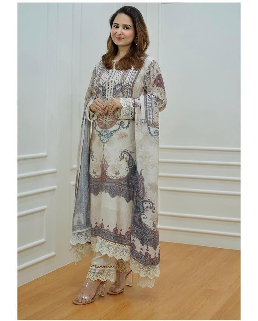 Ivory Digital Printed Kurta Set