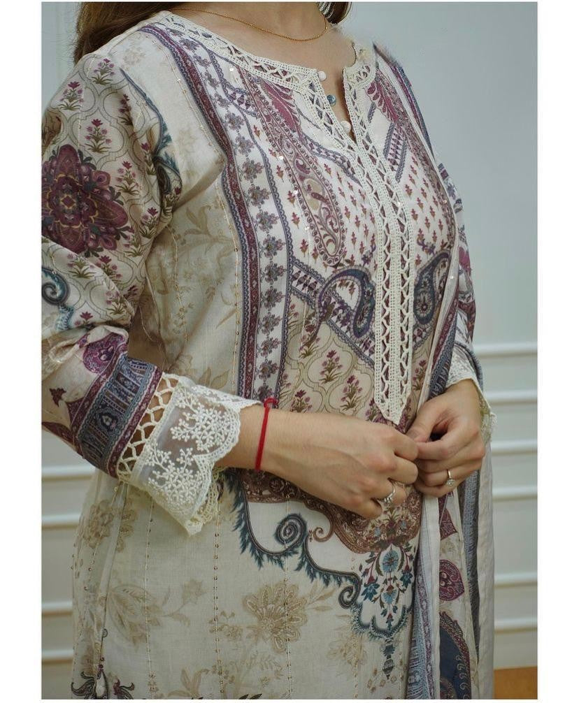 Ivory Digital Printed Kurta Set