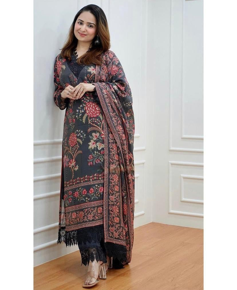 BLACK DIGITAL PRINTED KURTA SET