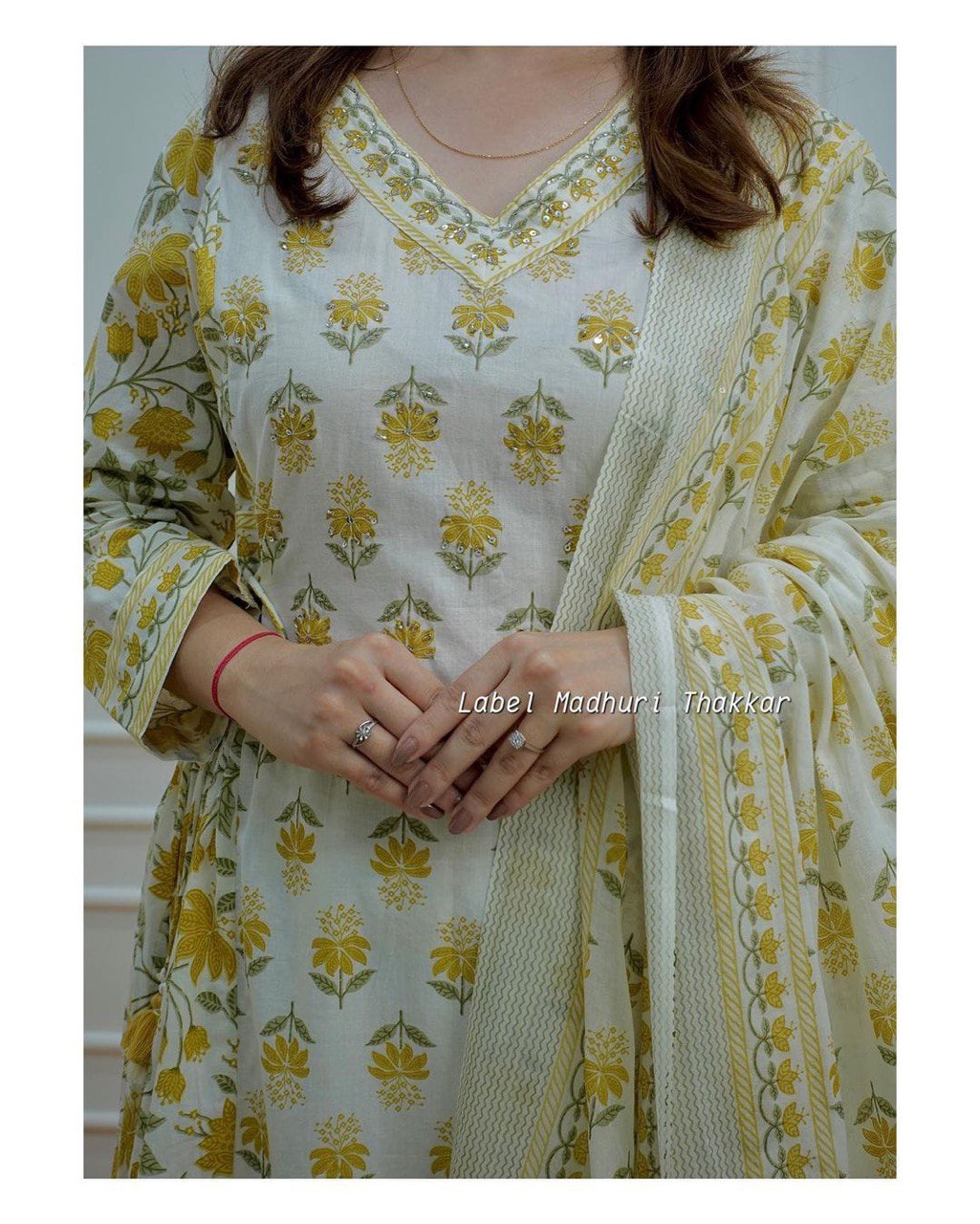 IVORY-YELLOW FLORAL AFGHANI SUIT